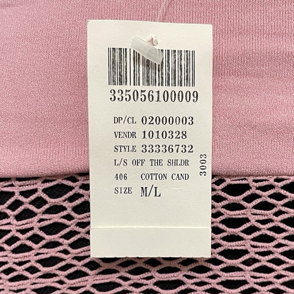 Vintage Arden B Fishnet Off Shoulder Pink Mesh Top Y2K Party Club USA NWT XS-M - Picture 5 of 6